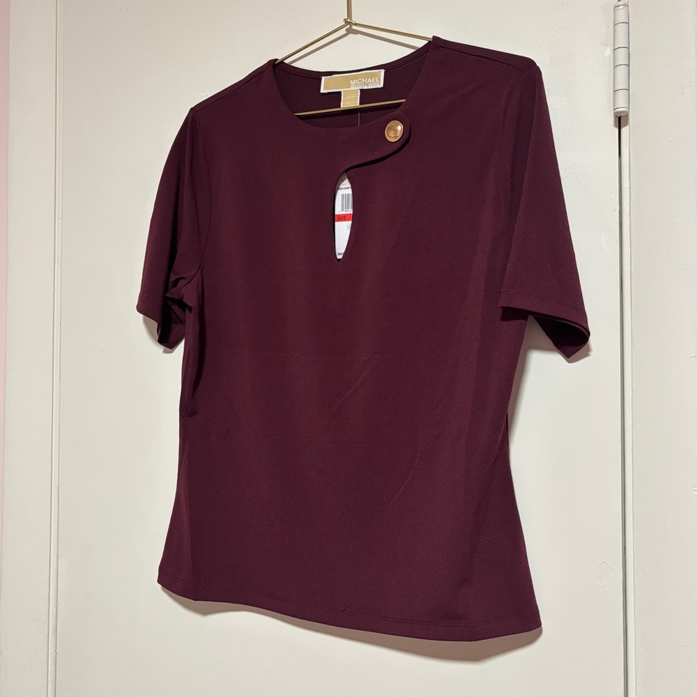 Michael Kors Burgundy top NWT Chic Minimalist clean girl core size XS